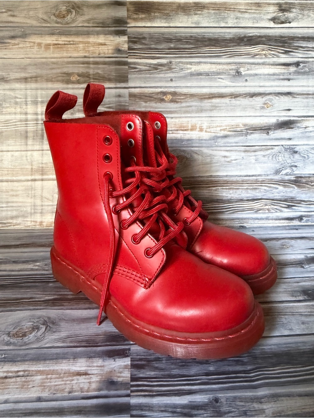 dr. martens 1460 Pascal Poppy Red Smooth boot Womens Size 6 - Picture 1 of 9